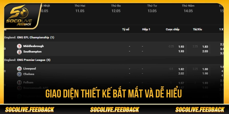 Socolive - Trực Tiếp Bóng Đá Không Giật Lag, Link Mới reallm.io Giao diện Socolive giúp người xem dễ tra cứu trận đấu